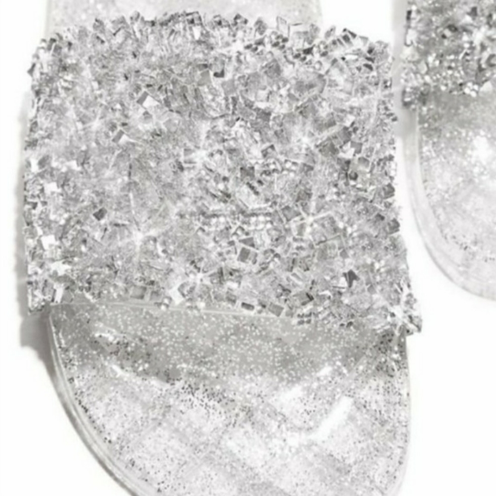 EMBELLISHED SPARKLE SLIDES-SILVER - Picture 3 of 6